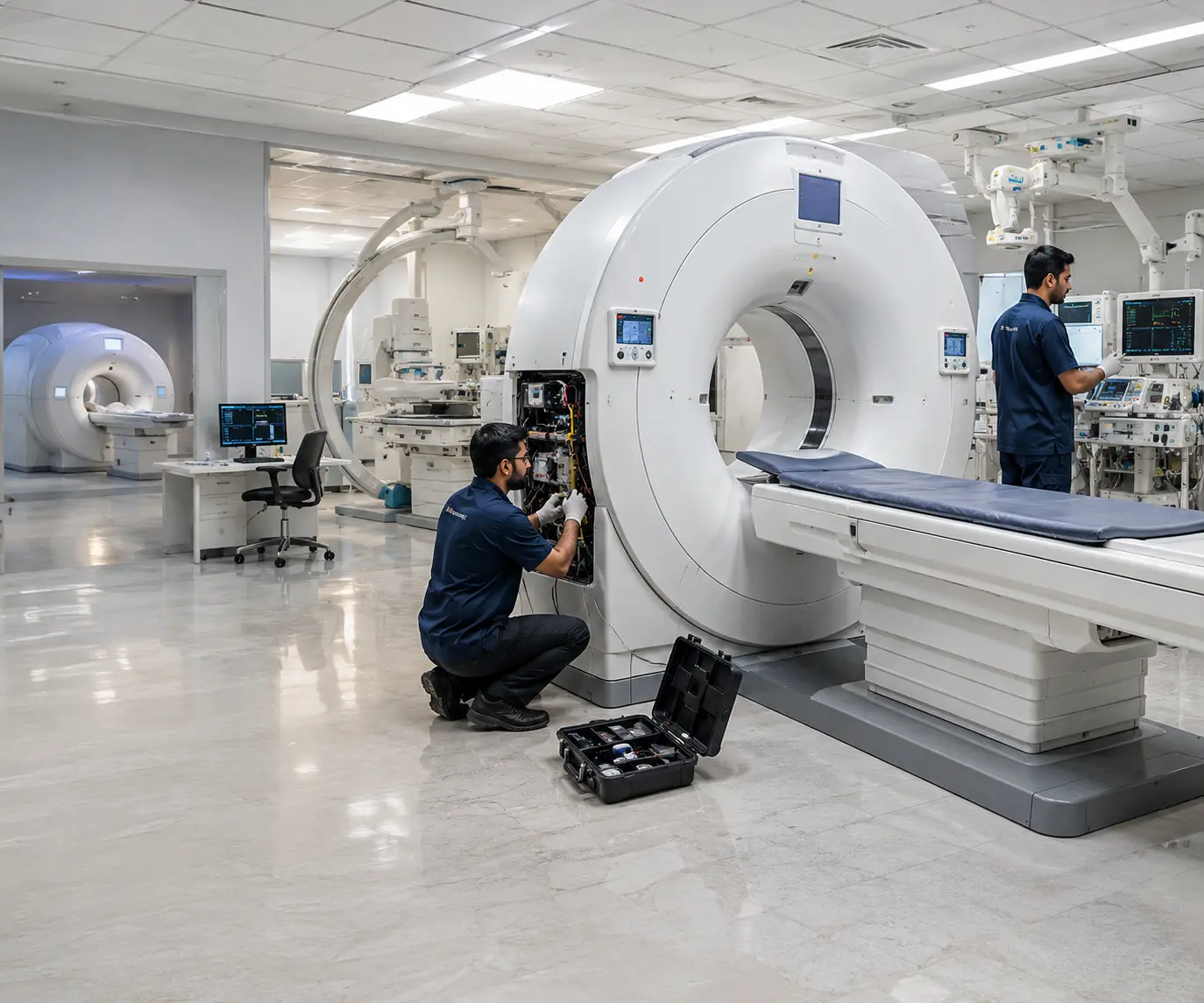 Medical imaging equipment engineer providing technical support